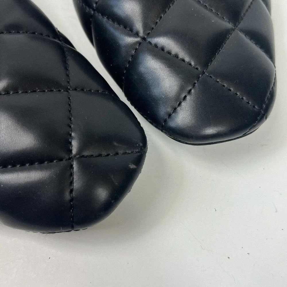 Zara Black Quilted Loafers Flats Size38 US 7.5 Slip on